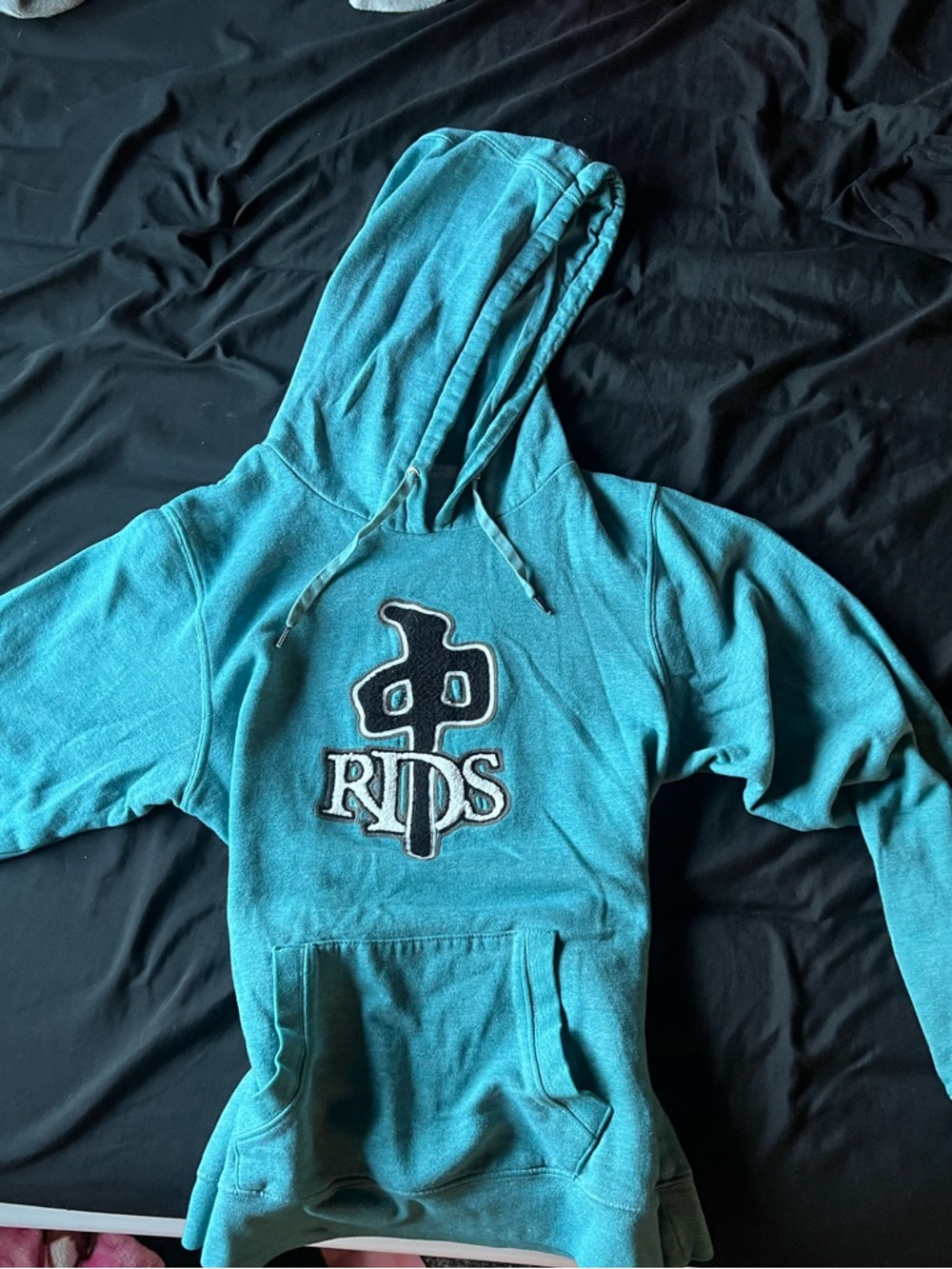 vintage red dragon teal hoodie - Classic Logo